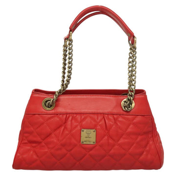 MCM Chain Shoulder Bag Leather Red Auth 129555 - 0