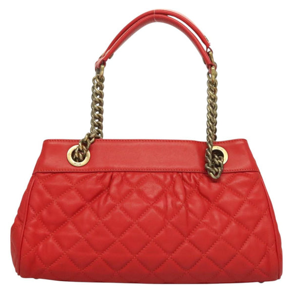 MCM Chain Shoulder Bag Leather Red Auth 129555