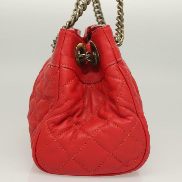 MCM Chain Shoulder Bag Leather Red Auth 129555