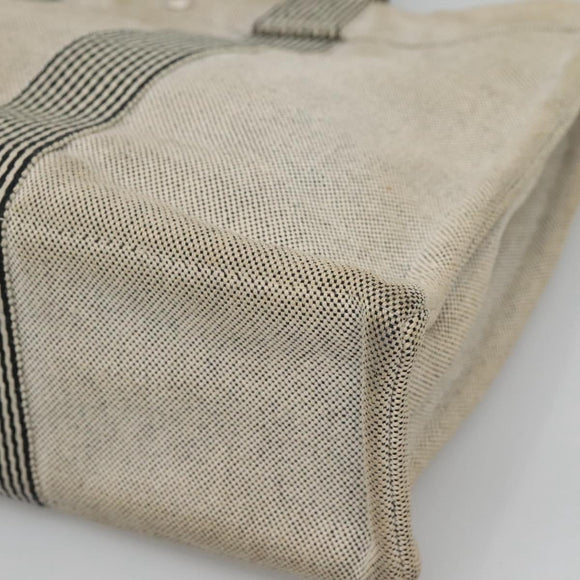 HERMES New Fourre Tout MM Hand Bag Canvas Beige Silver Auth 129568