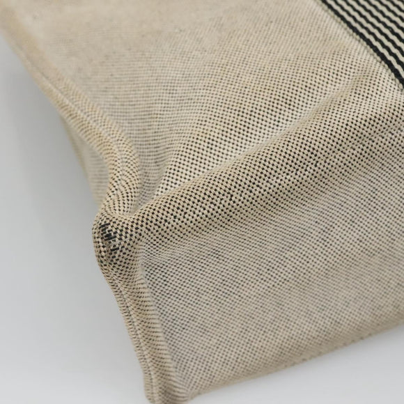 HERMES New Fourre Tout MM Hand Bag Canvas Beige Silver Auth 129568