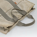 HERMES New Fourre Tout MM Hand Bag Canvas Beige Silver Auth 129568-6