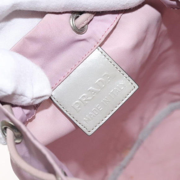 PRADA Pouch Nylon Pink Silver Auth 129576