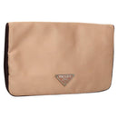 PRADA Pouch Satin Beige Auth 129577-1