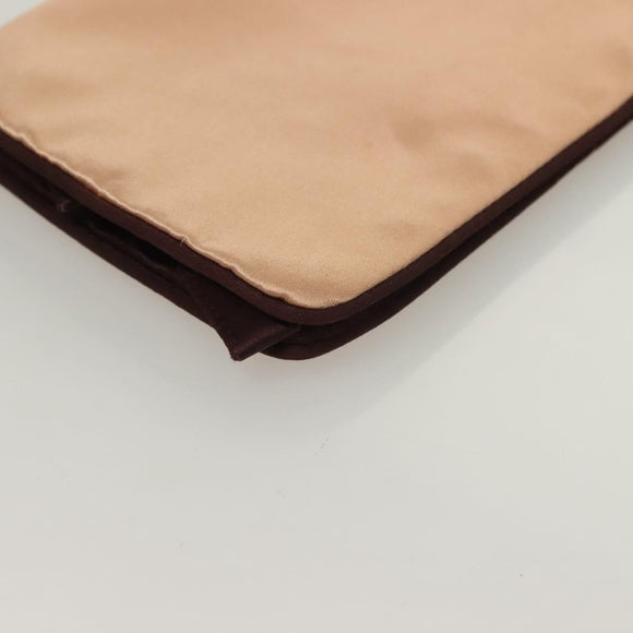 PRADA Pouch Satin Beige Auth 129577