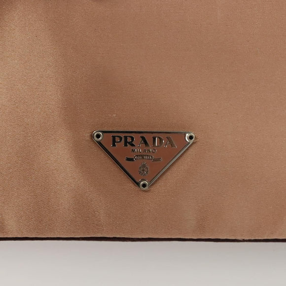 PRADA Pouch Satin Beige Auth 129577