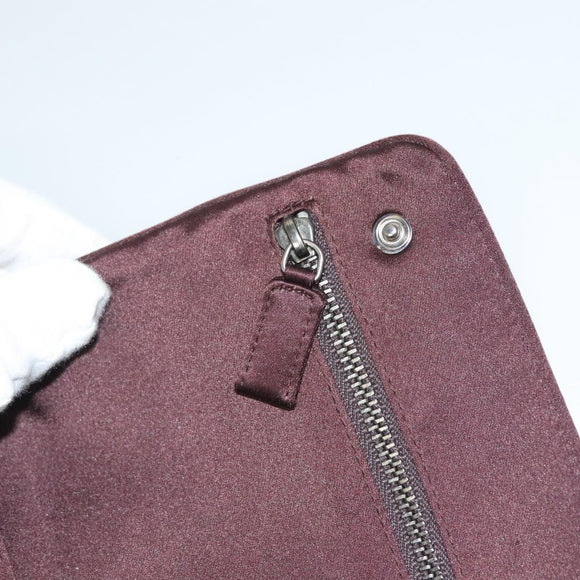 PRADA Pouch Satin Beige Auth 129577