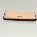 PRADA Pouch Satin Beige Auth 129577-6