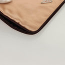 PRADA Pouch Satin Beige Auth 129577-7