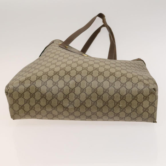 GUCCI Tote Bag PVC Leather 2Set Beige Black gold Auth 129585