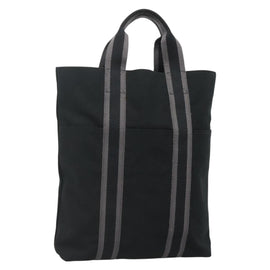 HERMES Fourre Tout Cabas Tote Bag Canvas Black Auth 129600