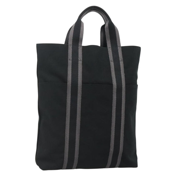 HERMES Fourre Tout Cabas Tote Bag Canvas Black Auth 129600