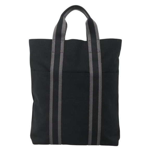 HERMES Fourre Tout Cabas Tote Bag Canvas Black Auth 129600