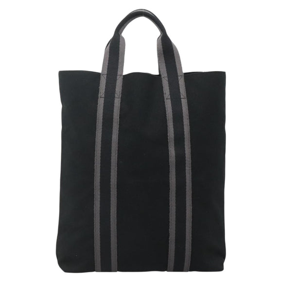 HERMES Fourre Tout Cabas Tote Bag Canvas Black Auth 129600