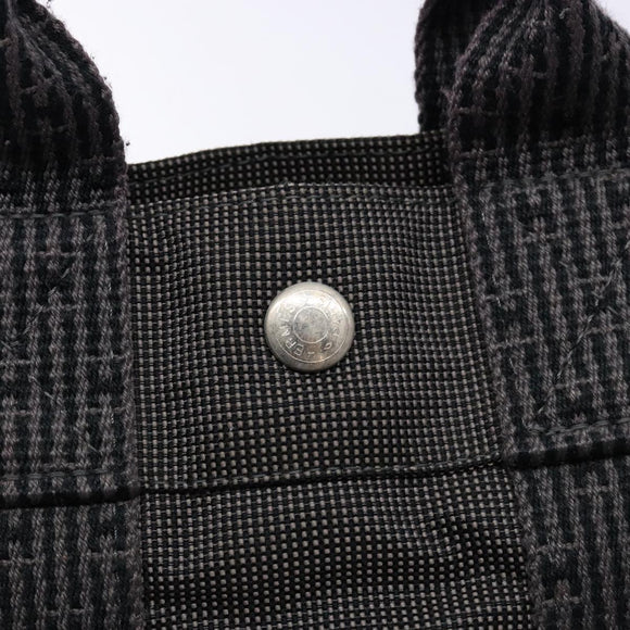 HERMES Her Line PM Hand Bag Canvas Gray Silver Auth 129601