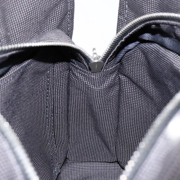 HERMES Her Line PM Hand Bag Canvas Gray Silver Auth 129601