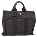 HERMES Her Line PM Handtasche Canvas Grau Silber Auth 129601-1