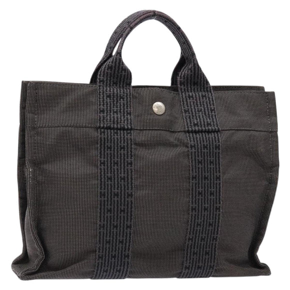 HERMES Her Line PM Handtasche Canvas Grau Silber Auth 129601