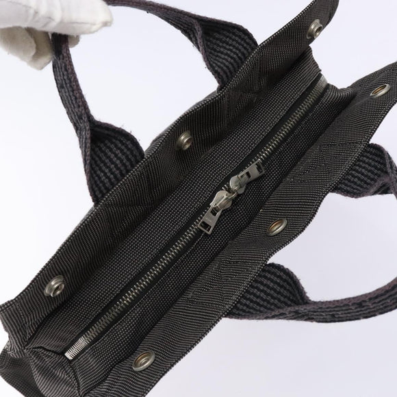 HERMES Her Line PM Hand Bag Canvas Gray Silver Auth 129601