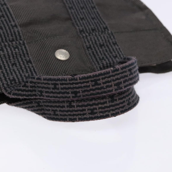 HERMES Her Line PM Hand Bag Canvas Gray Silver Auth 129601