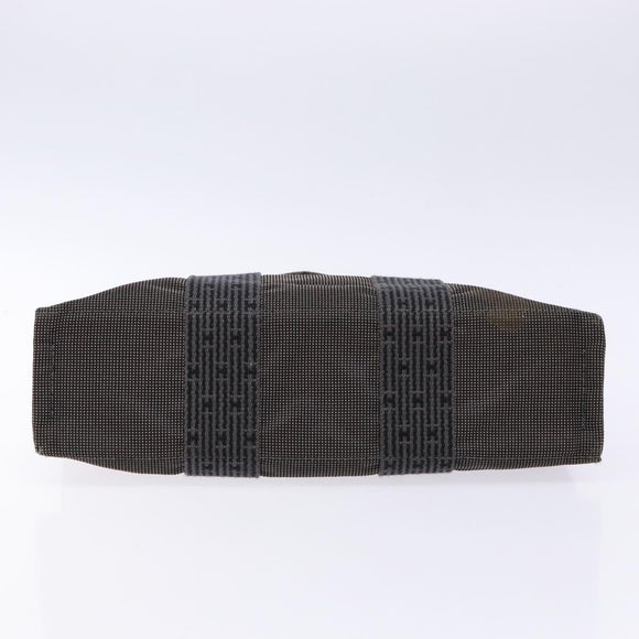 HERMES Her Line PM Hand Bag Canvas Gray Silver Auth 129601