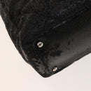 CHANEL Paris Biarritz Tote Bag Coated Canvas Black Silver CC Auth 129603-14