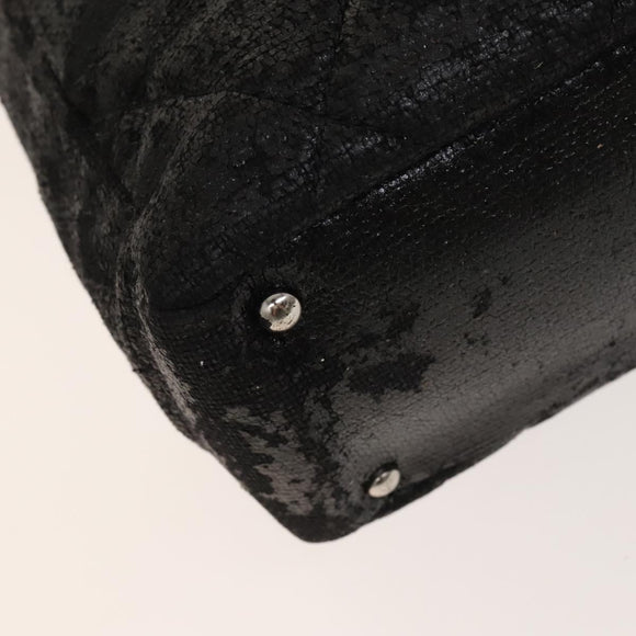 CHANEL Paris Biarritz Tote Bag Coated Canvas Black Silver CC Auth 129603