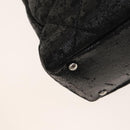 CHANEL Paris Biarritz Tote Bag Coated Canvas Black Silver CC Auth 129603-16