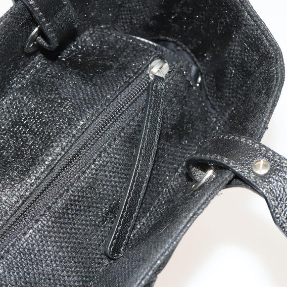 CHANEL Paris Biarritz Tote Bag Coated Canvas Black Silver CC Auth 129603