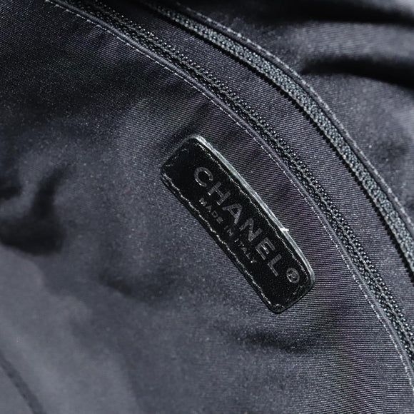 CHANEL Paris Biarritz Tote Bag Coated Canvas Black Silver CC Auth 129603