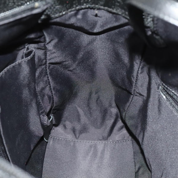 CHANEL Paris Biarritz Tote Bag Coated Canvas Black Silver CC Auth 129603