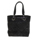 CHANEL Paris Biarritz Tote Bag Coated Canvas Black Silver CC Auth 129603-13