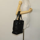 CHANEL Paris Biarritz Tote Bag Coated Canvas Black Silver CC Auth 129603-22