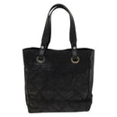 CHANEL Paris Biarritz Tote Bag Coated Canvas Black Silver CC Auth 129603-2