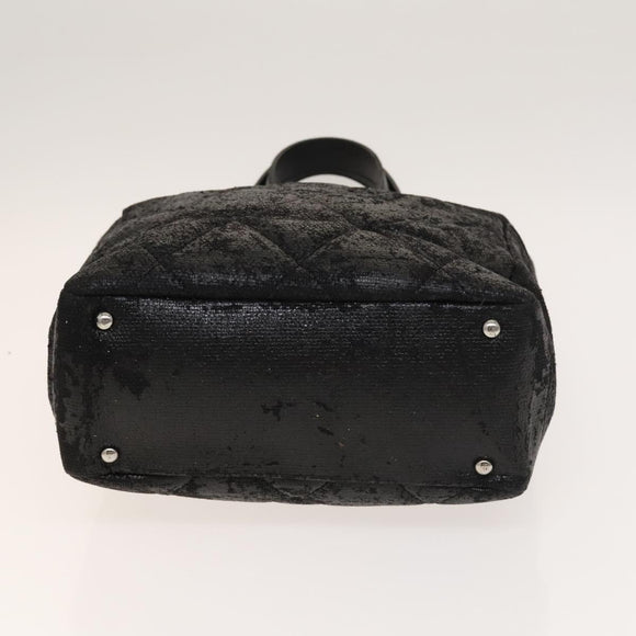 CHANEL Paris Biarritz Tote Bag Coated Canvas Black Silver CC Auth 129603