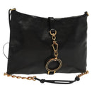 PRADA Chain Shoulder Bag Leather Black Gold Auth 129605-1