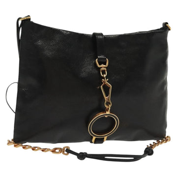 PRADA Chain Shoulder Bag Leather Black Gold Auth 129605