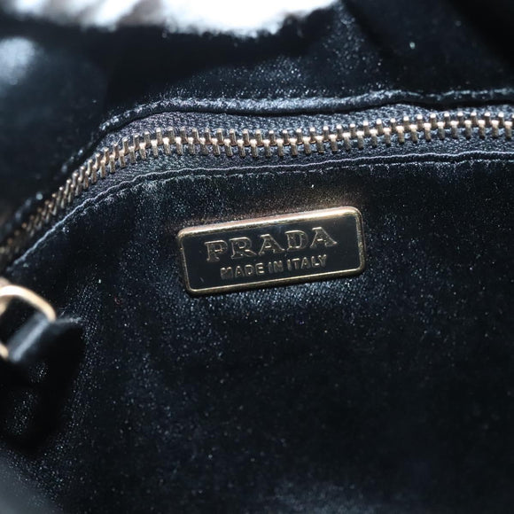 PRADA Chain Shoulder Bag Leather Black Gold Auth 129605