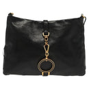 PRADA Chain Shoulder Bag Leather Black Gold Auth 129605-13
