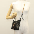 PRADA Chain Shoulder Bag Leather Black Gold Auth 129605-21