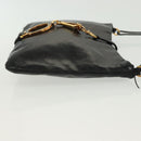PRADA Chain Shoulder Bag Leather Black Gold Auth 129605-3