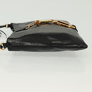 PRADA Chain Shoulder Bag Leather Black Gold Auth 129605-4