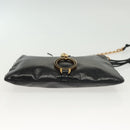 PRADA Chain Shoulder Bag Leather Black Gold Auth 129605-5