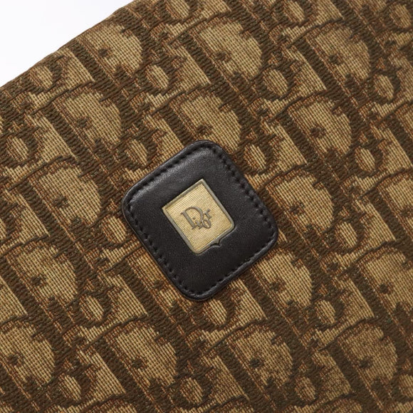 Christian Dior Trotter Canvas Shoulder Bag Brown Gold Auth 129621