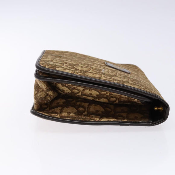 Christian Dior Trotter Canvas Shoulder Bag Brown Gold Auth 129621