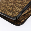 Christian Dior Trotter Canvas Shoulder Bag Brown Gold Auth 129621-14