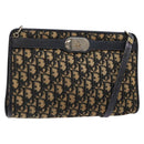 Christian Dior Trotter Canvas Shoulder Bag Navy Gold Auth 129622-1
