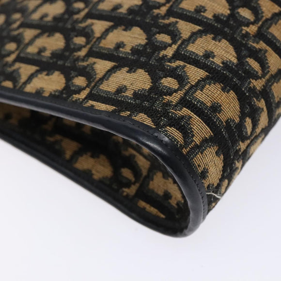 Christian Dior Trotter Canvas Shoulder Bag Navy Gold Auth 129622