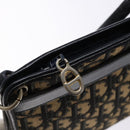 Christian Dior Trotter Canvas Shoulder Bag Navy Gold Auth 129622-10