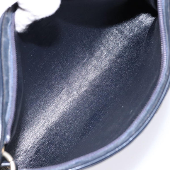 Christian Dior Trotter Canvas Shoulder Bag Navy Gold Auth 129622